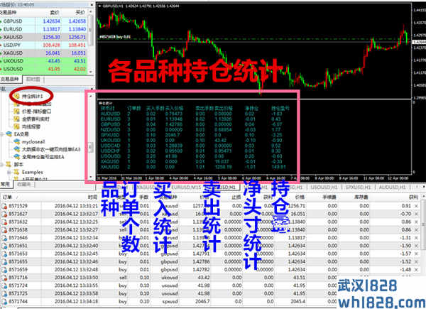 各品种持仓明细统计指标【MT4黄金白银外汇原油指标脚本EA工具系统】！