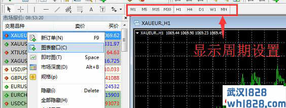 MT4平台在一个窗口同时显示同一品种的不同时间窗口(图文)。