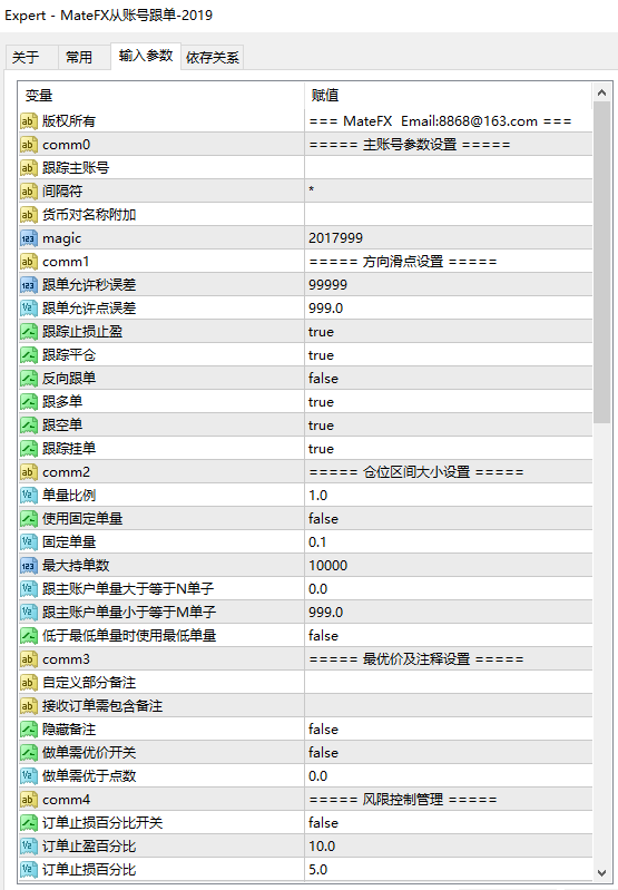 MT4跟单ea MateFX从账号跟单-2019.ex4 MateFX主账户喊单-2019.ex4